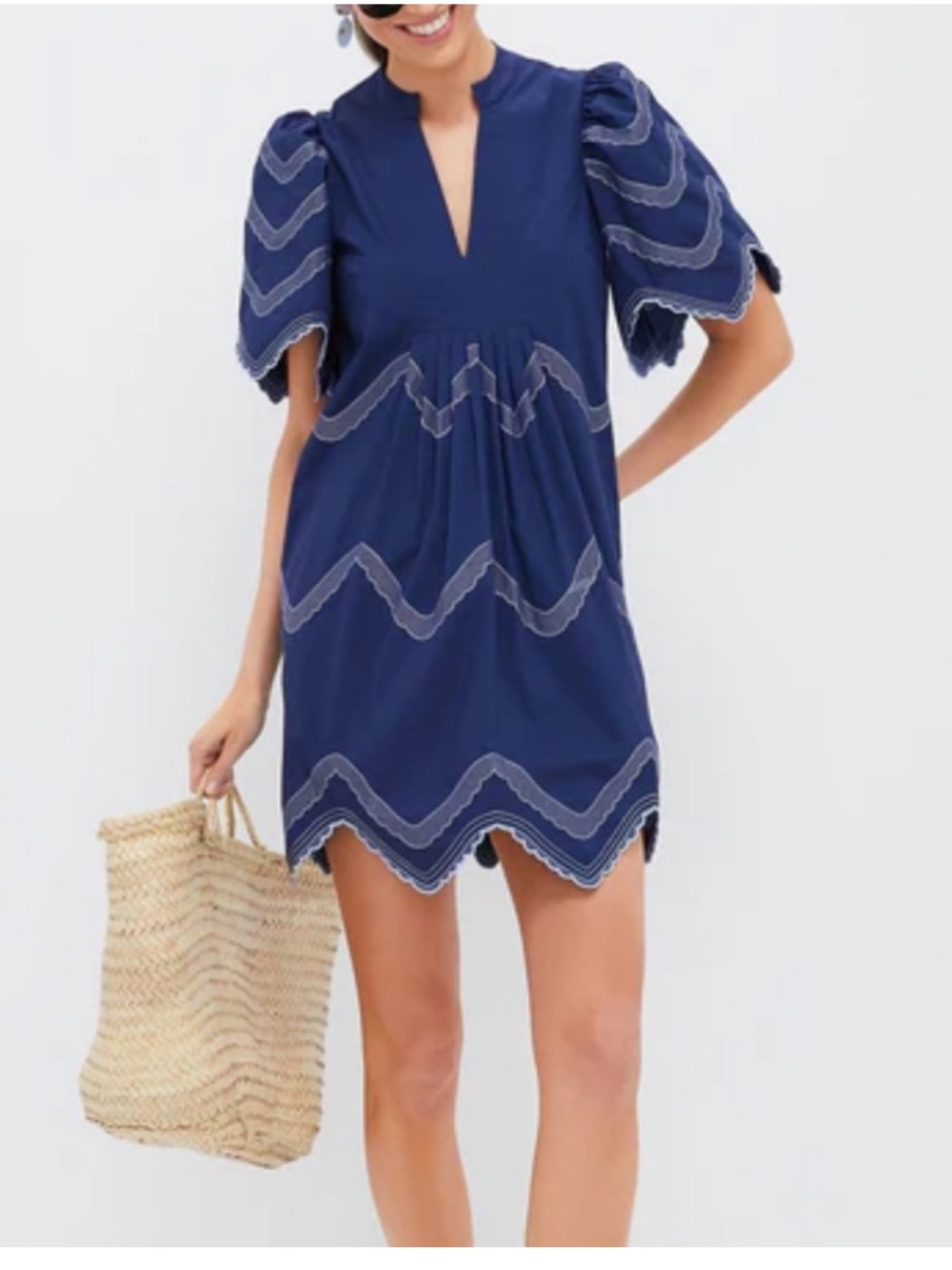 Hyacinth House Tuckernuck Weston Navy Embroidered Mini Dress - Picture 2 of 12